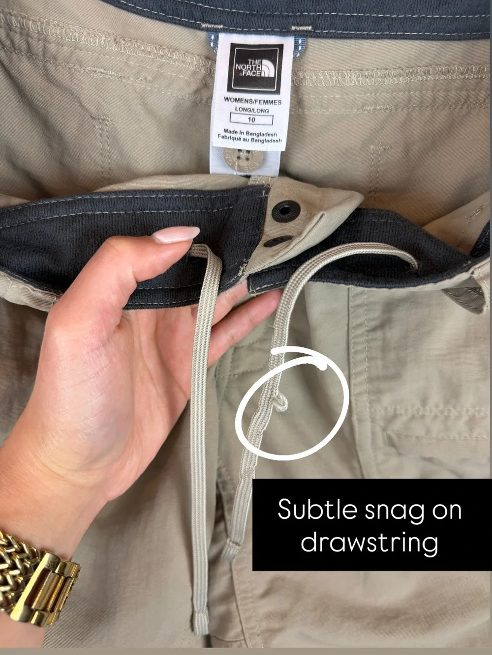 The North Face women’s Tan Hiking outdoor nylon Cargo Shorts size 10 Long